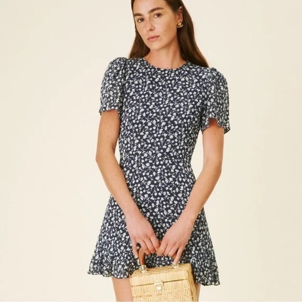 Reformation Blue Beesley Dress